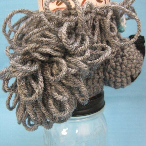 Handmade Crochet Poodle Puppy Dogs  SILVER Cup Cozy - Picture 3 of 5